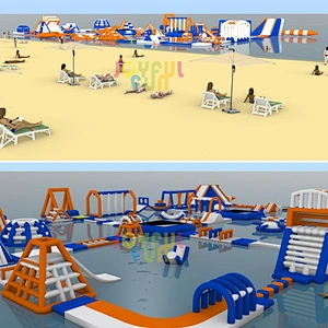 Joyful Fun Manufacturing Outdoor Big Inflatable Floating Water Park for Kids and Adults