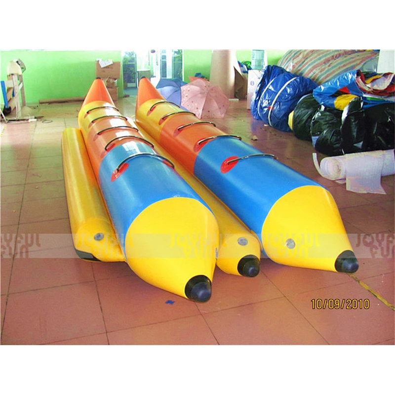 Popular design double tubes inflatable banana boat 5 person factory price for sale