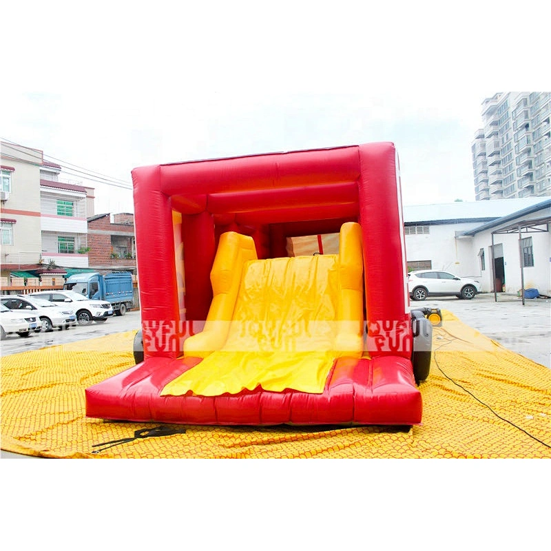 Red and yellow truck inflatable obstacle course equipment for kids