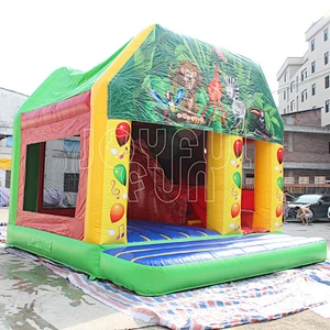 Inflatable forest park animal cartoon bouncy castle with slide combo Jungle inflatable bouncer theme combo