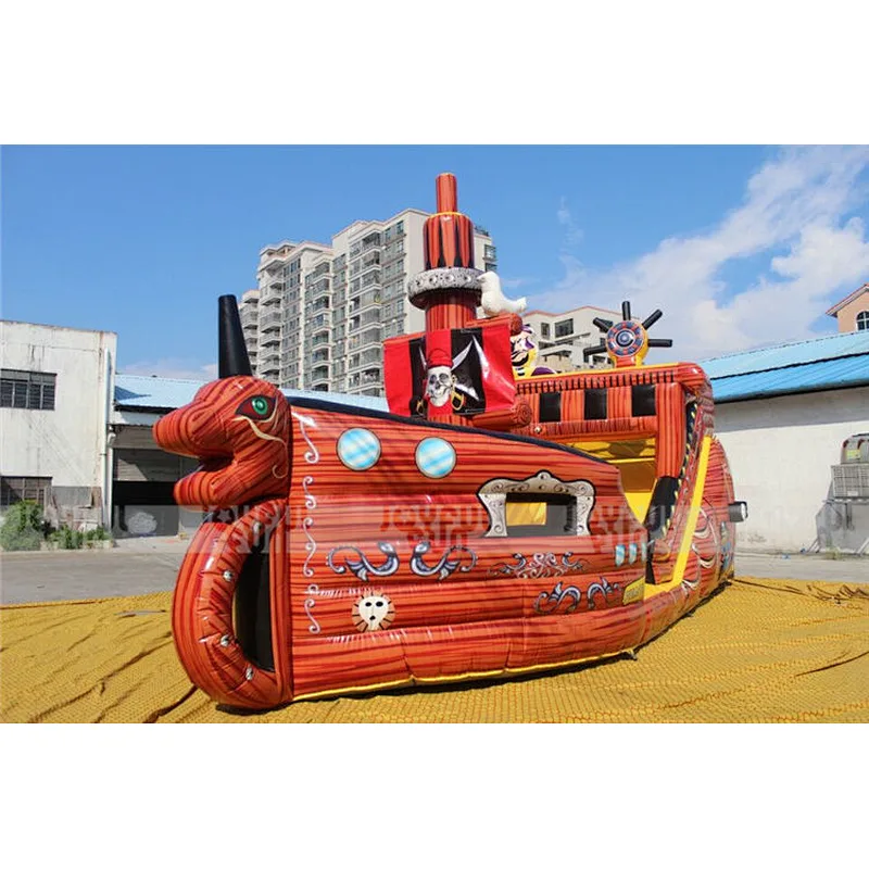 High quality professional factory inflatable full printed inflatable pirate ship slide playground inflatable game