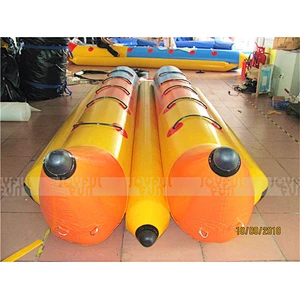 Popular design double tubes inflatable banana boat 5 person factory price for sale