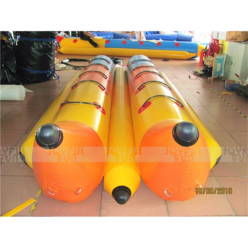 Popular design double tubes inflatable banana boat 5 person factory price for sale