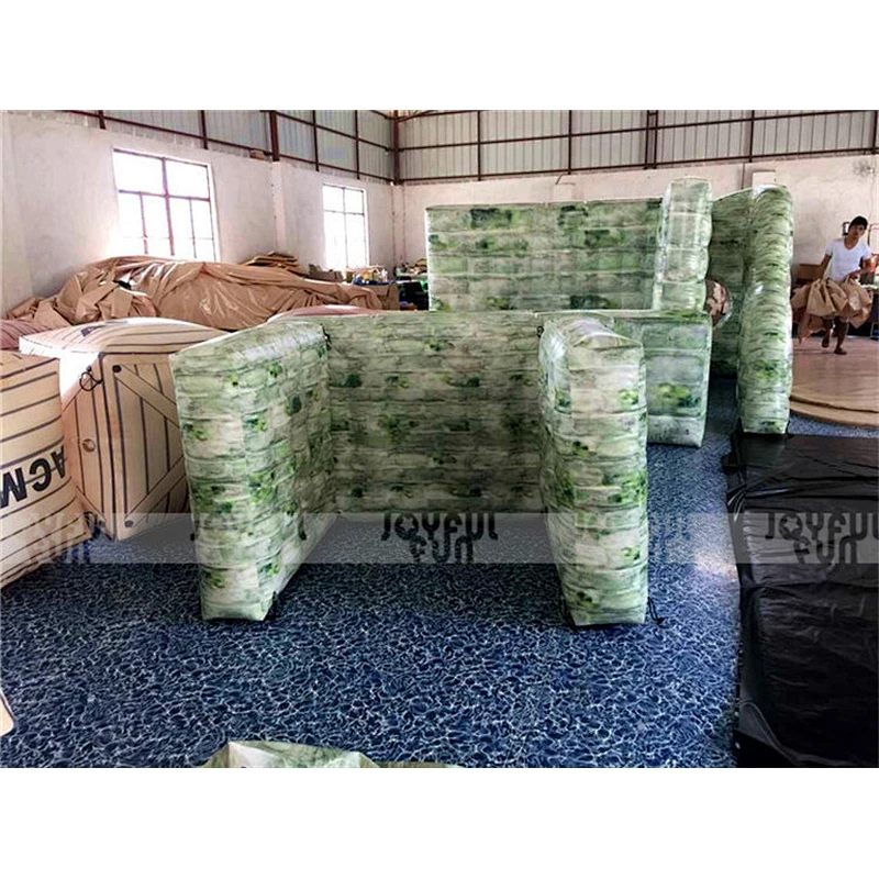 Green color U type inflatable bunker wall pain ball for people commercial training game for sale