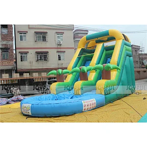 Durable quality cheap price inflatable small slide with coconut trees pool inflatable water slide with pool
