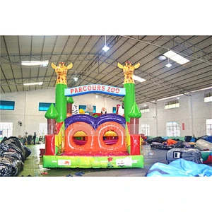 High quality animal world theme inflatable jumping obstacle inflatable animal obstacle course for kids