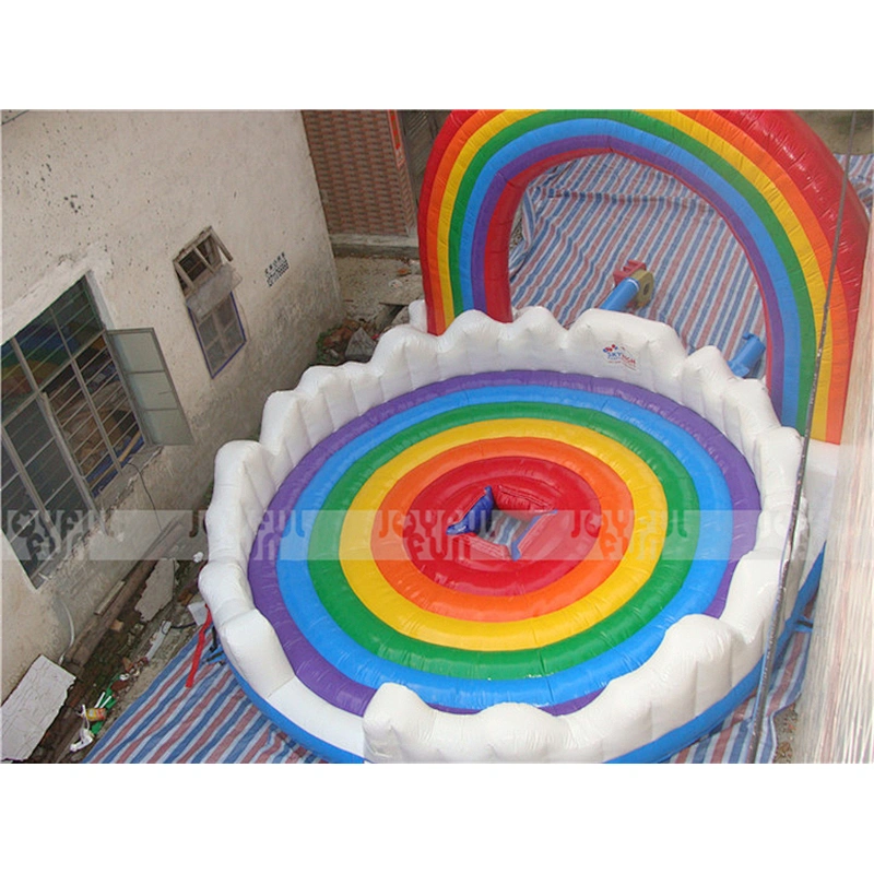 Custom size rainbow color rodeo bull rainbow arch with white clouds good looking rodeo bull for kids
