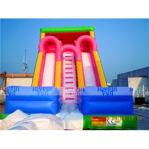 Popular commercial double lane inflatable dry slide jumping toy inflatable game for kids and adults
