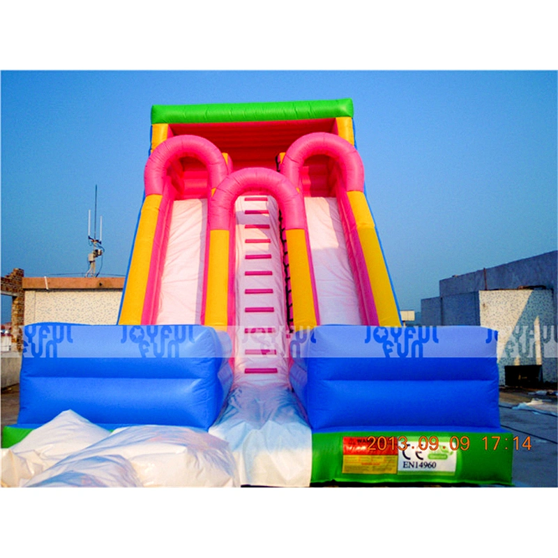 Popular commercial double lane inflatable dry slide jumping toy inflatable game for kids and adults