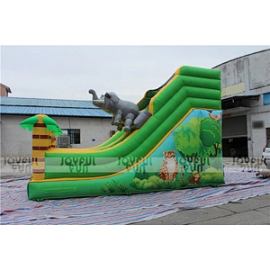 Cost-effective inflatable animal world theme dry slide inflatable jumping toys for kids