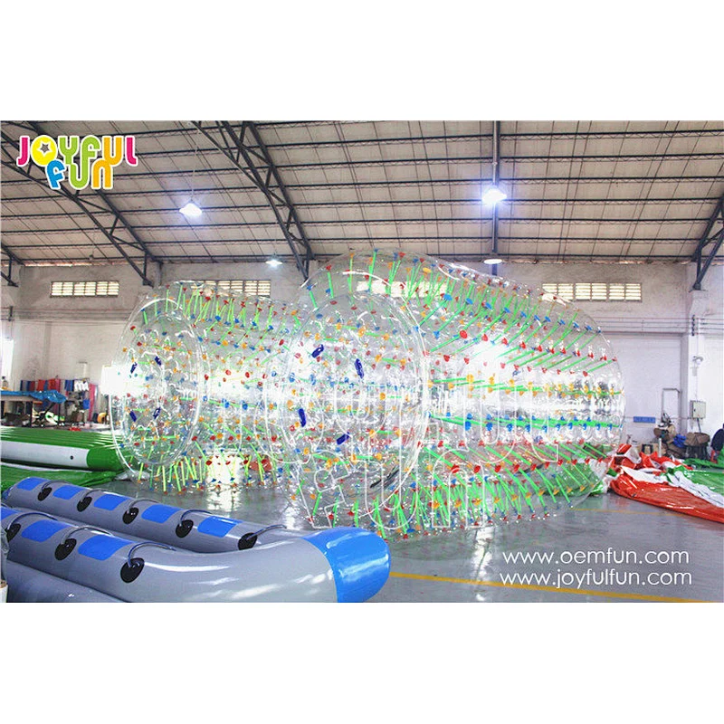 Popular new design inflatable LED light reflective water roller inflatable LED roller wheel game