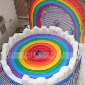 Custom size rainbow color rodeo bull rainbow arch with white clouds good looking rodeo bull for kids