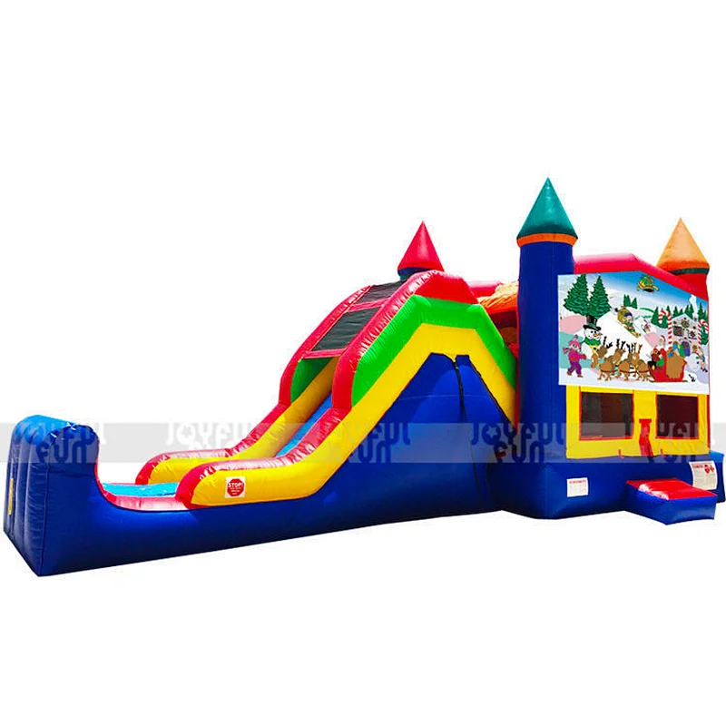 Customizable Inflatable Christmas Theme Bouncer with Slide for sale