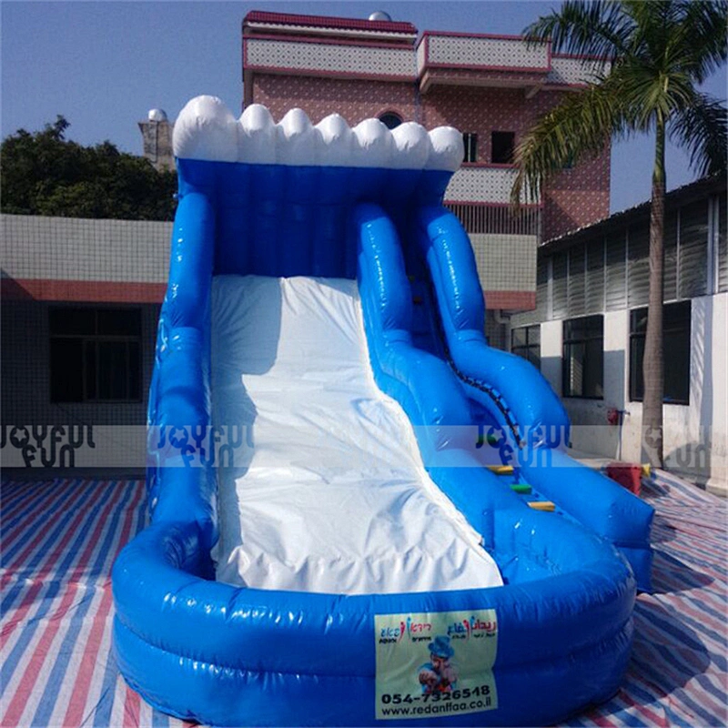 Amusement park wavy commercial inflatable water slide with pool inflatable amusement equipment for sale