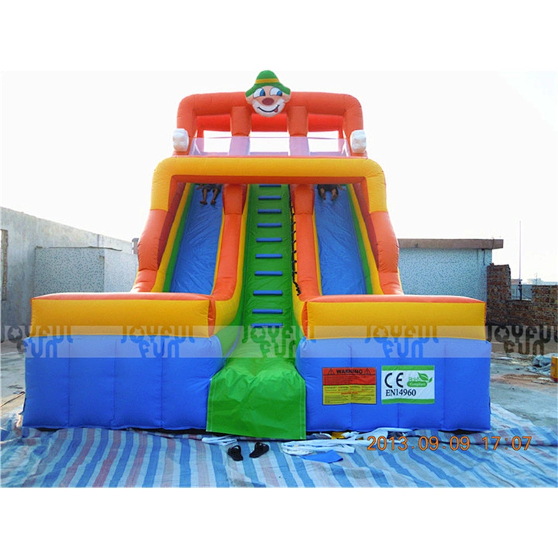 Amusement park toys inflatable clown theme children favorite dry slide inflatable game for sale