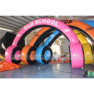 Top Quality Custom color Inflatable plastic gate main entrance Inflatable ear phone shape exhibition arch door
