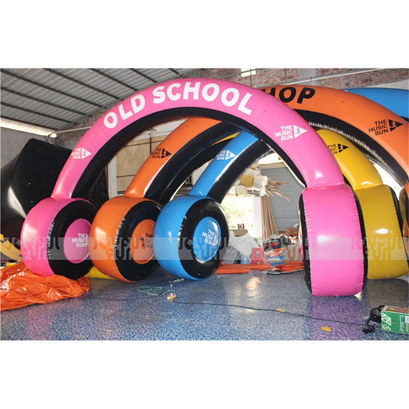 Top Quality Custom color Inflatable plastic gate main entrance Inflatable ear phone shape exhibition arch door