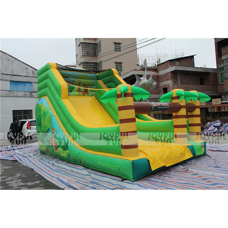 Cost-effective inflatable animal world theme dry slide inflatable jumping toys for kids