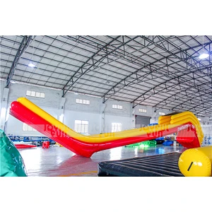 Outdoor big red and yellow inflatable water slide for yacht