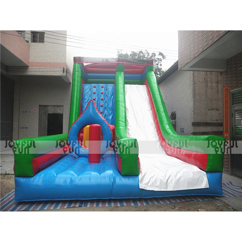 Giant and long inflatable adult slide inflatable commercial activity slide with rings obstacles handles for training game