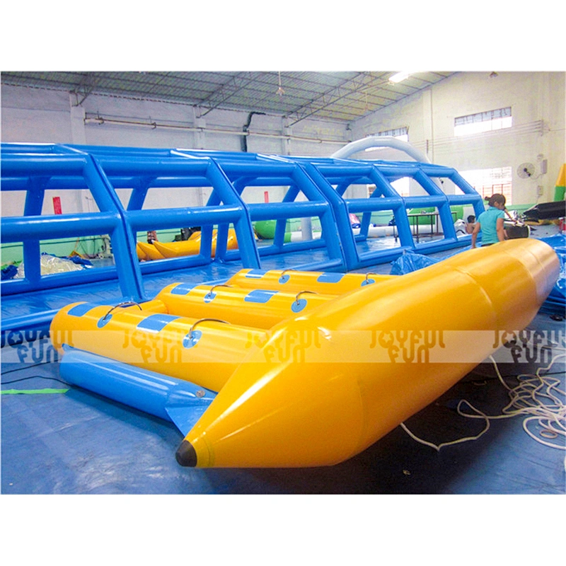 Funny and crazy water game inflatable fly fish boat 6 person fish tube towable for sale
