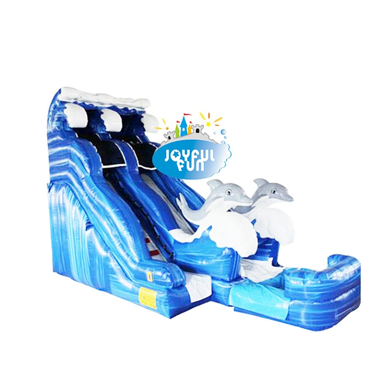 Hot sale 7.3*2.9*5mm / 24.0*9.8*16.4 ft marble blue PVC tarp inflatable slide