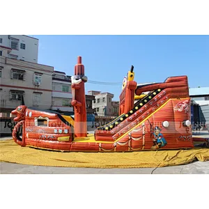 High quality professional factory inflatable full printed inflatable pirate ship slide playground inflatable game