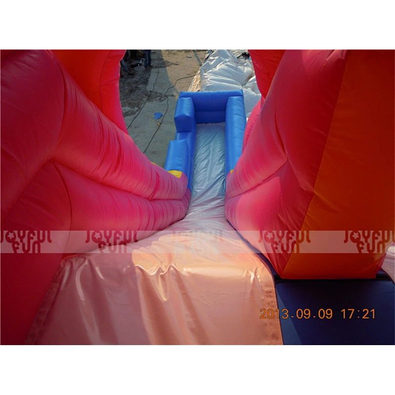 Commercial inflatable water slide with small pool, extreme water slide drop kick, inflatable bouncy slide for landing