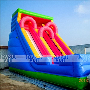 Popular commercial double lane inflatable dry slide jumping toy inflatable game for kids and adults