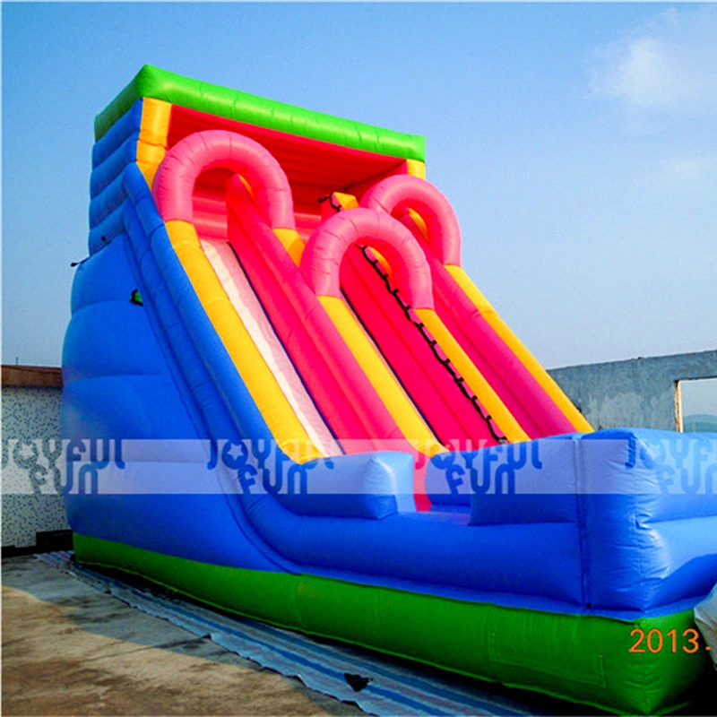 Popular commercial double lane inflatable dry slide jumping toy inflatable game for kids and adults