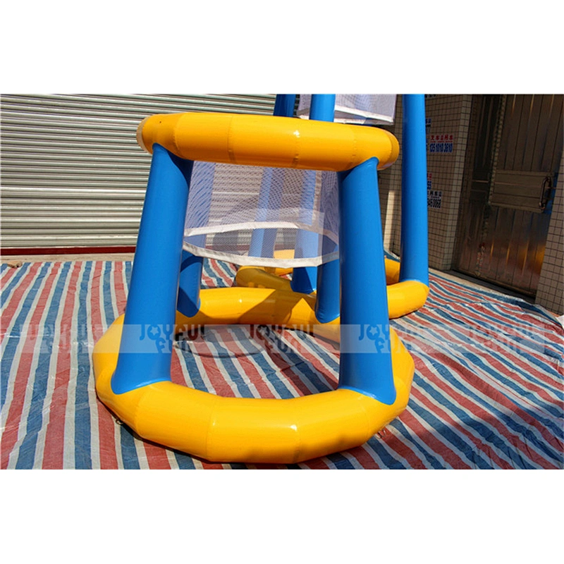 Factory Price good quality inflatable beach welding water basketball yellow and blue with net for pitching ball