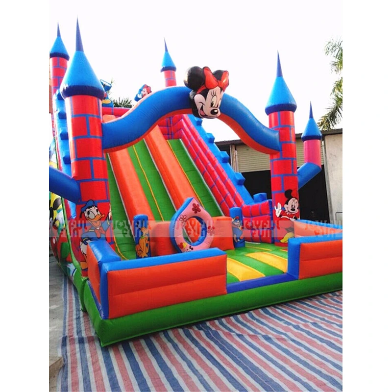 Cartoon mouse inflatable bouncer castle slide entertainment equipment interesting game for sale