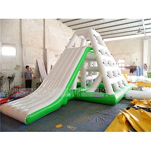 Commercial cheap Inflatable Floating Water slide Inflatable PVC Floating Pyramid Slide rock climbing wall