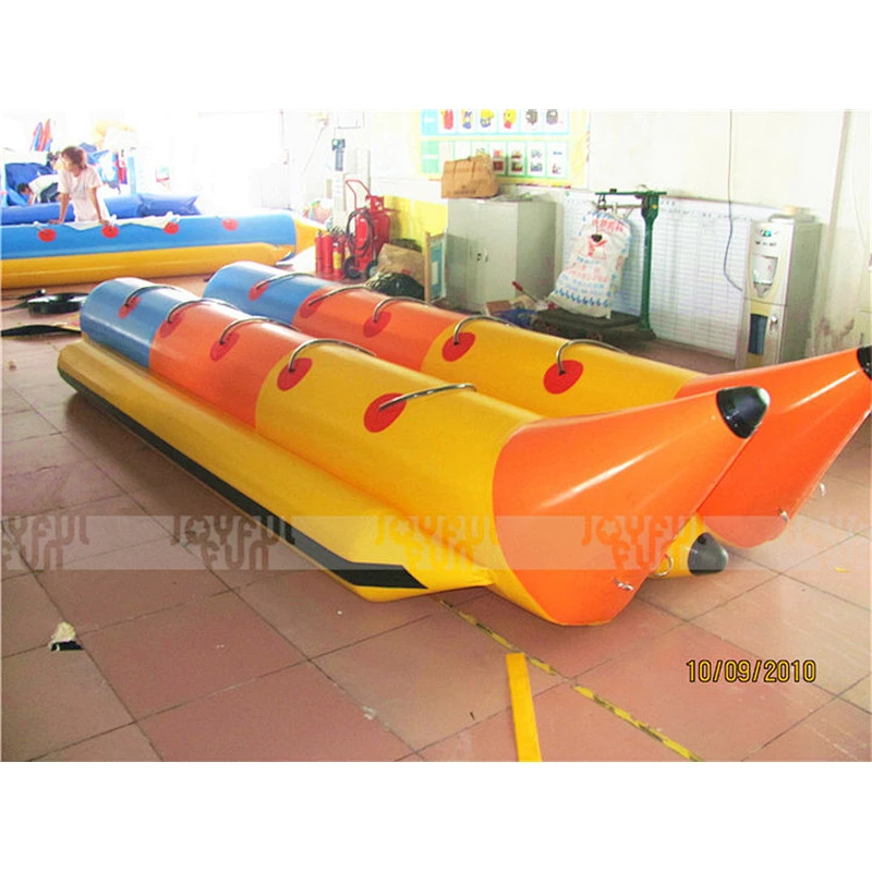Popular design double tubes inflatable banana boat 5 person factory price for sale