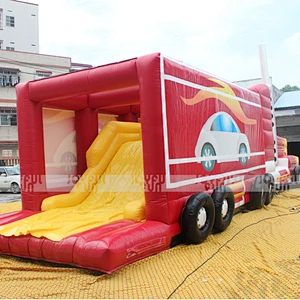 Inflatable Red Truck Obstacle Course, 2018 Inflatable Obstacle Run for Sale