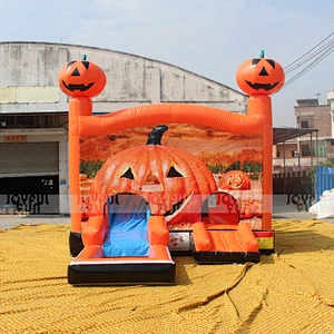 New design Halloween pumpkin design bouncer combo inflatable dry and wet combo for kids and adults