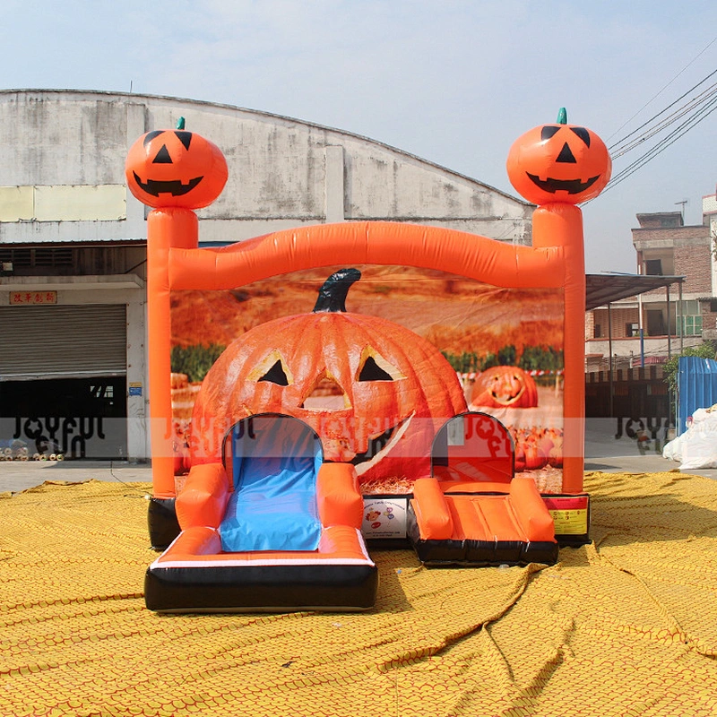 New design Halloween pumpkin design bouncer combo inflatable dry and wet combo for kids and adults
