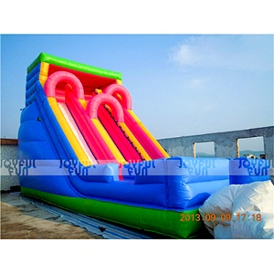 Popular commercial double lane inflatable dry slide jumping toy inflatable game for kids and adults