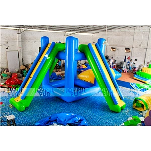 Funny water inflatable combo with high slide handles and jump pillow used in pool