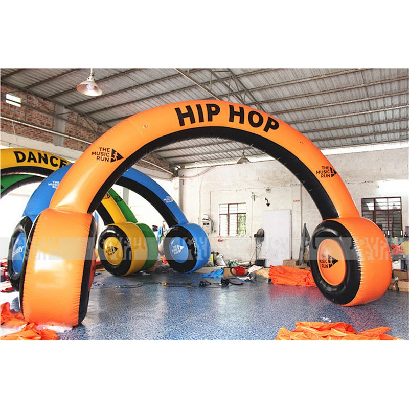 Top Quality Custom color Inflatable plastic gate main entrance Inflatable ear phone shape exhibition arch door