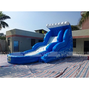 Amusement park wavy commercial inflatable water slide with pool inflatable amusement equipment for sale