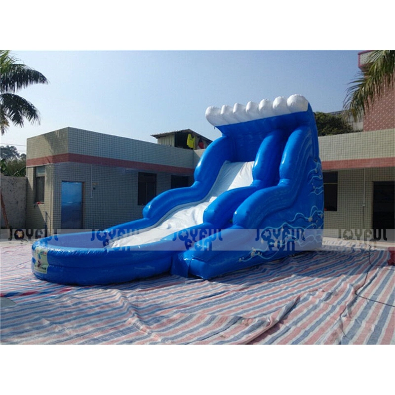 Amusement park wavy commercial inflatable water slide with pool inflatable amusement equipment for sale