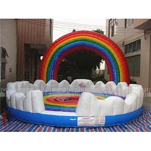 Custom size rainbow color rodeo bull rainbow arch with white clouds good looking rodeo bull for kids