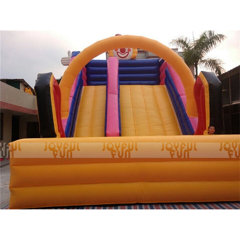 Whole sale factory price inflatable kid's slide outdoor cartoon clown theme slide 7 m high inflatable dry slide used in park