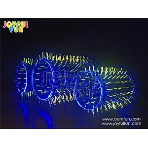 Popular new design inflatable LED light reflective water roller inflatable LED roller wheel game