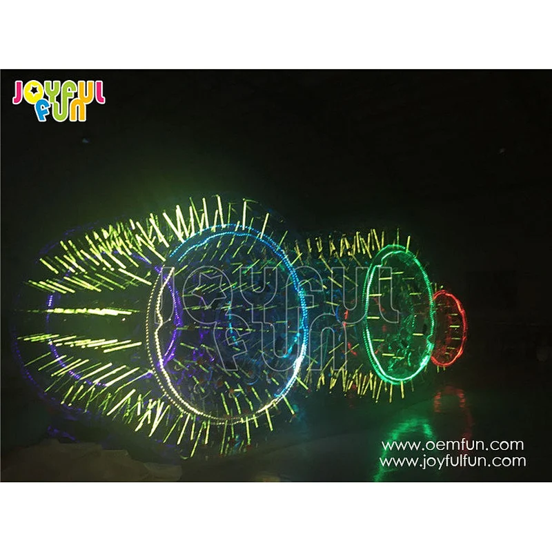 Popular new design inflatable LED light reflective water roller inflatable LED roller wheel game