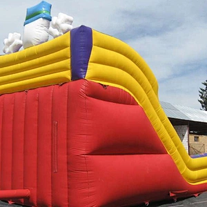 Clown theme 2-lane slide outdoor inflatable dry slide for kids or adult