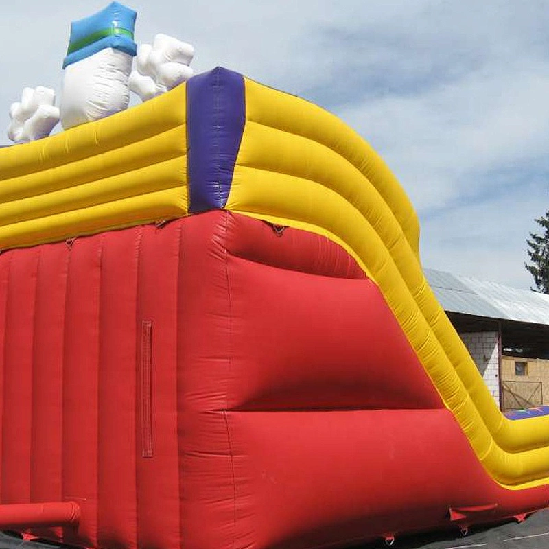 Clown theme 2-lane slide outdoor inflatable dry slide for kids or adult