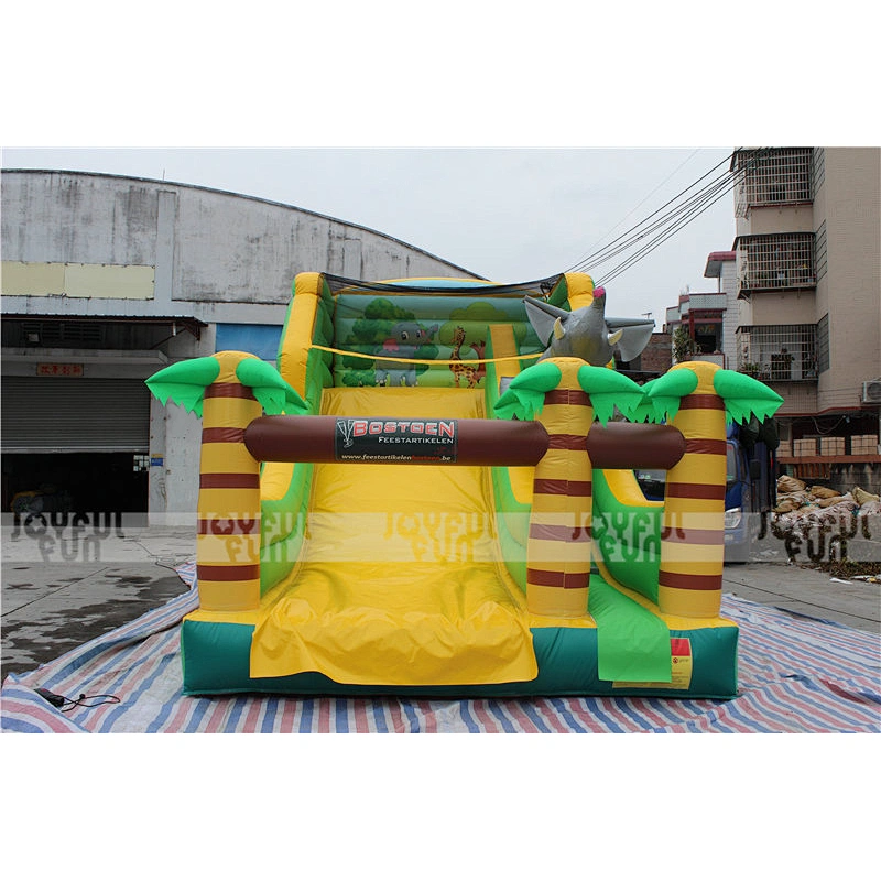 Cost-effective inflatable animal world theme dry slide inflatable jumping toys for kids