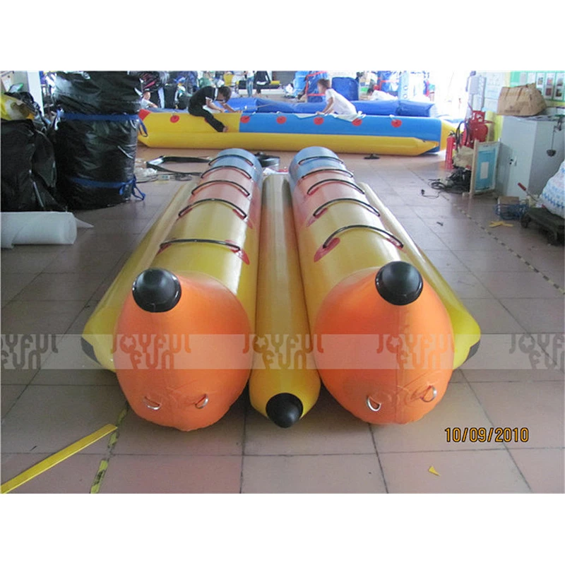 Popular design double tubes inflatable banana boat 5 person factory price for sale